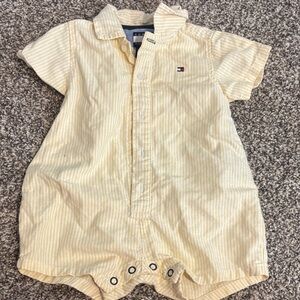 Tommy Hilfiger Pale Yellow Striped Baby Short Romper